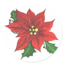 Poinsettia Greeting Card Sticker