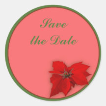 Poinsettia Round Sticker