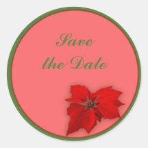 Poinsettia Round Sticker