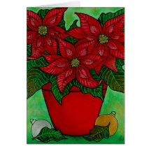 "Poinsettia Time" Greeting Card