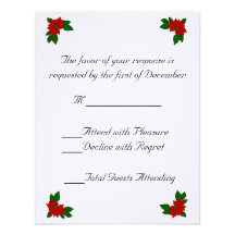 Poinsettia Wedding RSVP Card Personalized Announcement