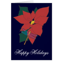 Poinsettia with Dragonfly Card