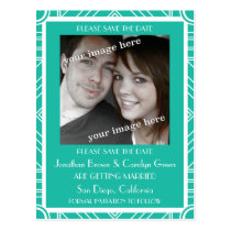 Point Block Green Art Deco Save the Date Postcard postcards