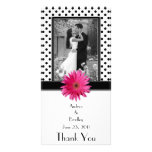 Point de polka blanc de noir rose de marguerite ép cartes avec photo