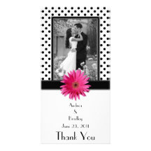 Point de polka blanc de noir rose de marguerite ép cartes avec photo