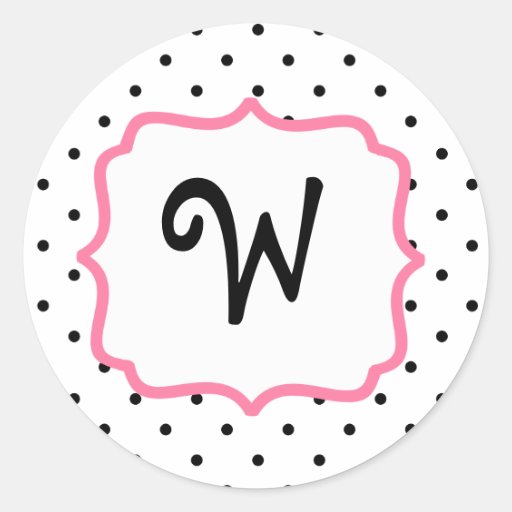 Point de polka et autocollant rose de monogramme