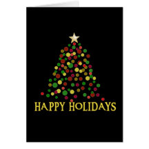 Pointillism Style Christmas Tree Products Greeting Cards