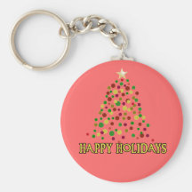Pointillism Style Christmas Tree Products Key Chains