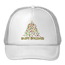 Pointillism Style Christmas Tree Products Mesh Hat