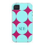Points bleus d'Aqua sur l'iPhone dur 4 de monogram iPhone 4 Case