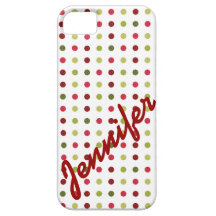 Points rouges verts de Noël avec le cas nommé de l Coques iPhone 5