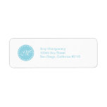 Pois avec l'étiquette de monogramme - aqua étiquettes d’adresse retour