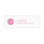 Pois avec l'étiquette de monogramme - rose étiquettes d’adresse retour