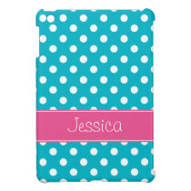 Pois bleu et rose turquoise de très bon goût perso coques mini ipad