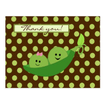Pois de jumeaux dans un Merci de baby shower de co Carte Postale