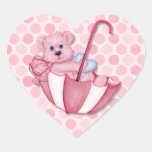 Pois de rose d'ours de parapluie de thème de bébé autocollants
