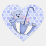 Pois de rose d'ours de parapluie de thème de bébé autocollant