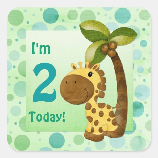 Pois et girafe d'anniversaire - deuxième anniversa adhésifs