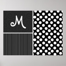 Pois noir et blanc affiche