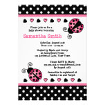 Pois noir et blanc de baby shower rose de coccinel invitation personnalisable