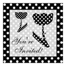 Pois noir et blanc de fleur invitation personnalisable