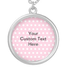 Pois rose, avec le texte noir fait sur commande bijouterie