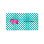 Pois rose mignon de turquoise d'hippopotame étiquette d’adresse