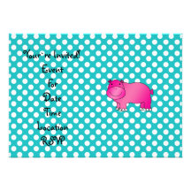 Pois rose mignon de turquoise d'hippopotame faire-part personnalisé