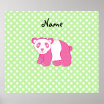 Pois rose nommé personnalisé de vert de panda posters