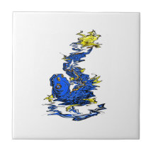 poissons bleus onduleux dentés autour d'anchor.png carreau en céramique