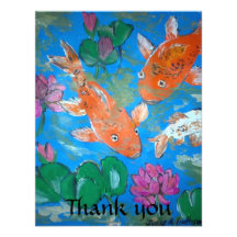 Poissons de Koi et carte de Lotus merci Cartons D'invitation Personnalisés