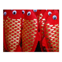 Poissons de papier rouges chinois de nouvelle anné carte postale