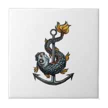 poissons dentés autour d'anchor.png carreaux en céramique