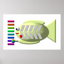 Poissons mignons de rayon X jouant le xylophone Poster