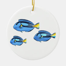 Poissons tropicaux bleus et jaunes décoration pour sapin de noël