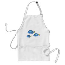Poissons tropicaux bleus et jaunes tablier