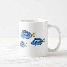Poissons tropicaux bleus et jaunes tasses à café