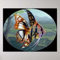 Poissons Volants:  Étude I ART PRINT  surreal fish
