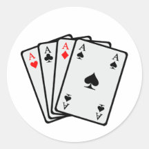 Poker cards round sticker