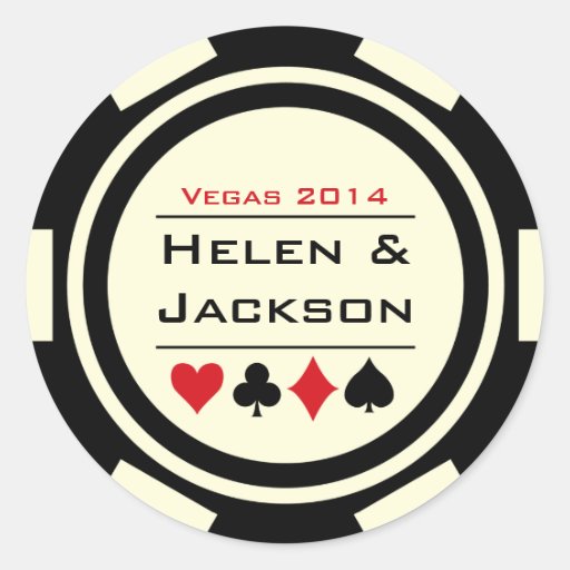 Poker Chip Black and White Round Sticker