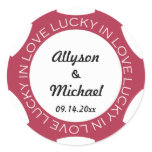 Poker chip lucky in love wedding favour label red