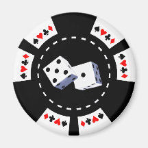 POKER CHIP WITH DICE ORNAMENT REFRIGERATOR MAGNETS