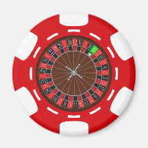 POKER CHIP WITH ROULETTE WHEEL REFRIGERATOR MAGNET