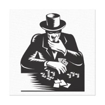 Poker Player Gambler Gambling Retro Gallery Wrapped Canvas