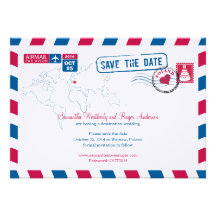 Poland Air Mail Wedding Save The Date Cards