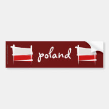 Poland Brush Flag Bumper Sticker