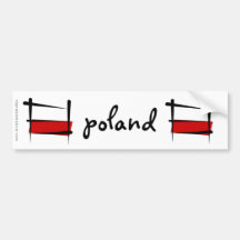 Poland Brush Flag Bumper Sticker