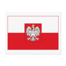 Poland Flag w COA (light) Postcard
