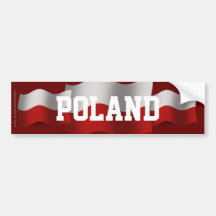 Poland Waving Flag Bumper Stickers