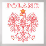 Poland With Red Polish Eagle Posters